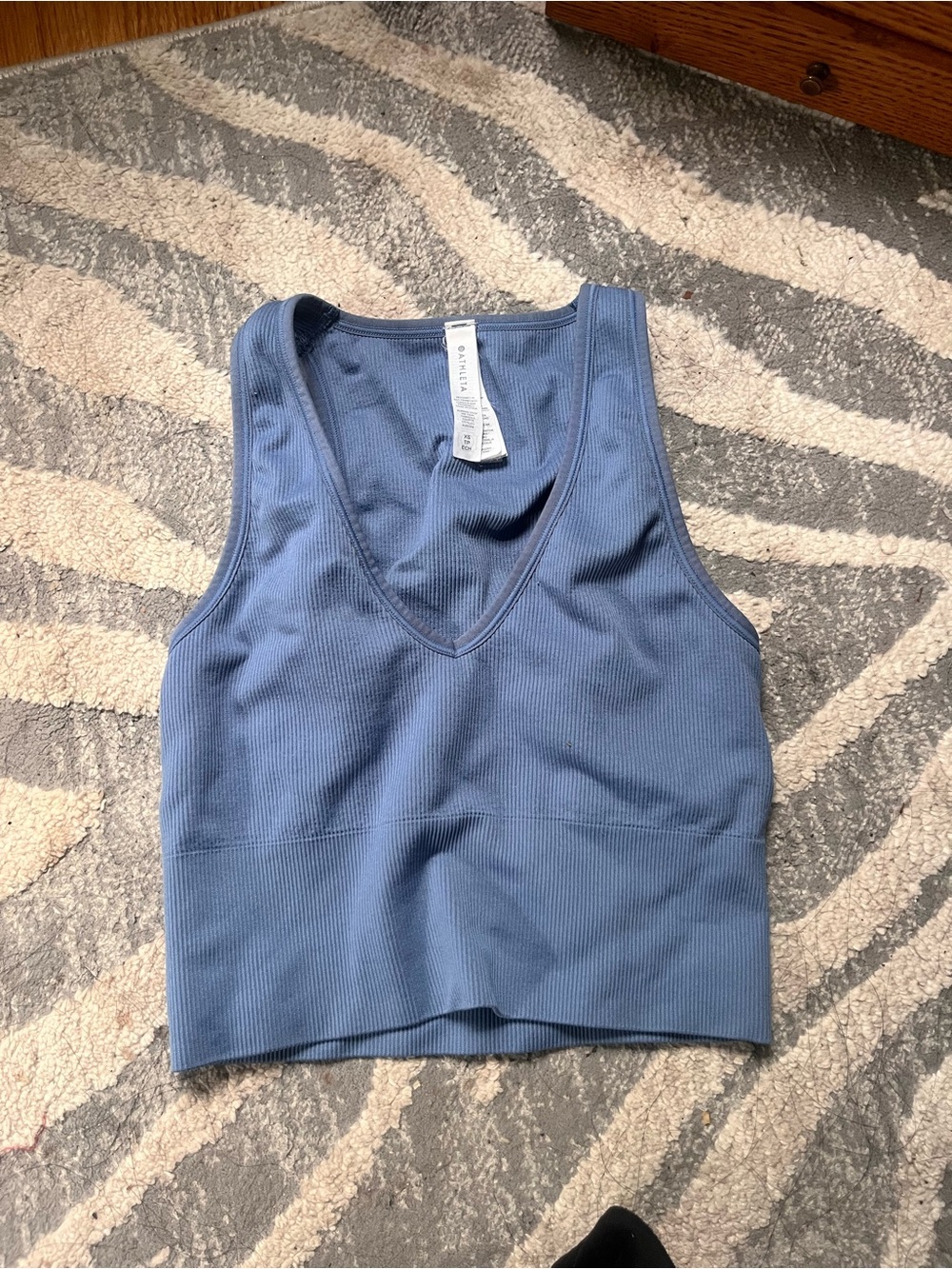 Athleta Blue Ribbed V-Neck Tank